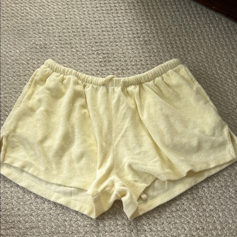 Djerf Avenue x Frankie’s Yellow Terry Cloth Shorts